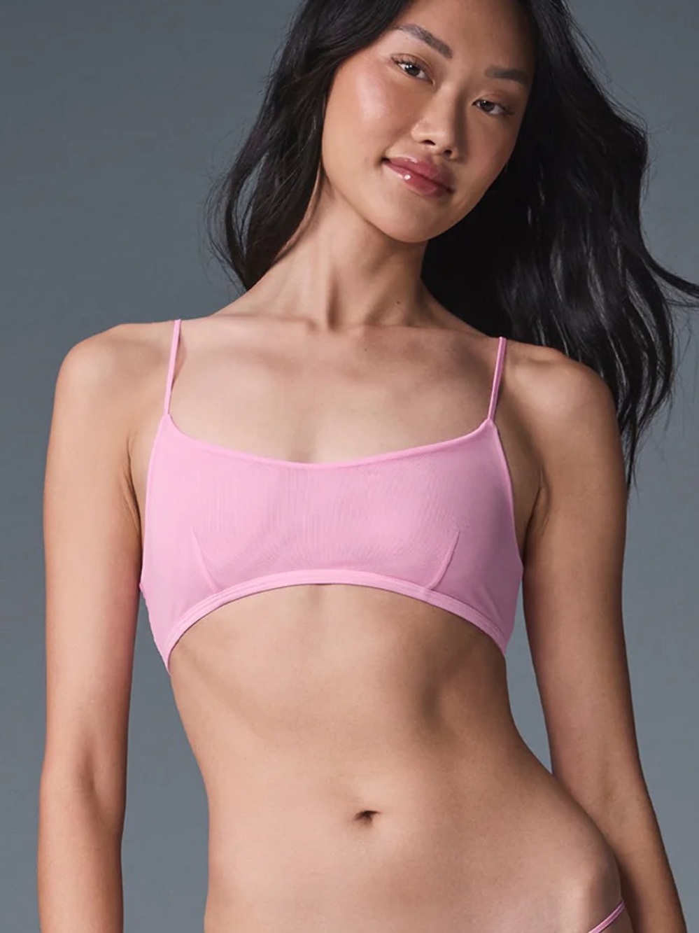 ALO Yoga Airmesh Venus Sheer Bralette Bra Coquette Feminine Sweet Pink Medium
